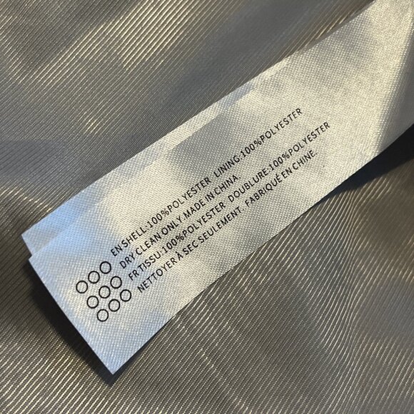 En Saison Demi Plaid Belted Coat SZ Medium Navy Gray Multi Long Fuzzy - Picture 11 of 14